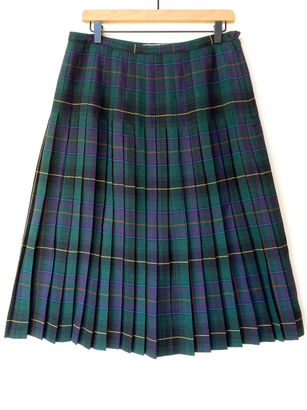 Vintage Norm Thompson Wool Pleated Tartan Plaid Skirt Size M